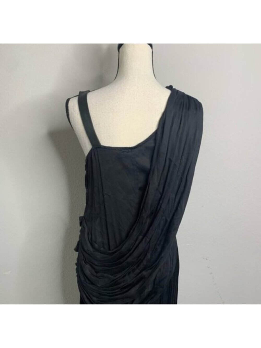 Nicholas K Black One-Shoulder Draped Satin Midi Dress - Picture 14 of 17